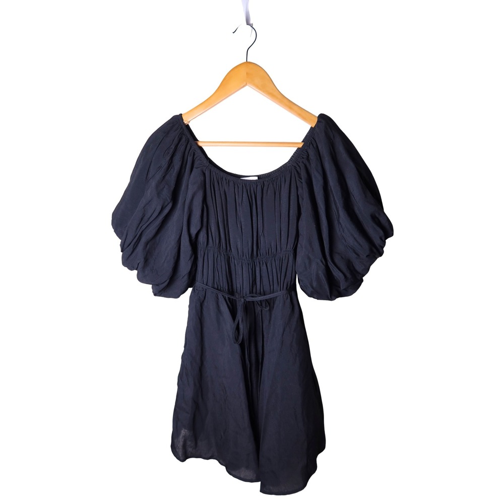 Altar'd State Black Puff Sleeve Mini Dress Women's XL NWT Cottagecore